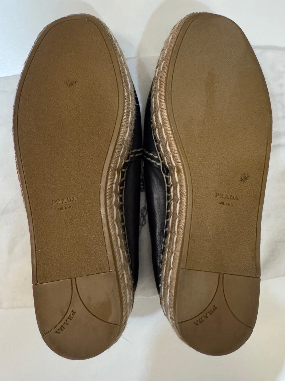 Prada Platform Espadrilles. Leather Peeptoe stitched Size 38.  Beautiful Quality